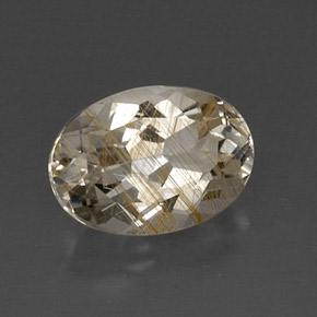 Topázio rutilado amarelo natural 7,55ct, corte oval, transparente