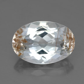 Topázio rutilado amarelo natural 6,49ct, corte oval, transparente