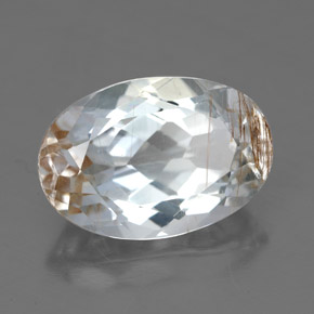 Topázio rutilado amarelo natural 6,49ct, corte oval, transparente