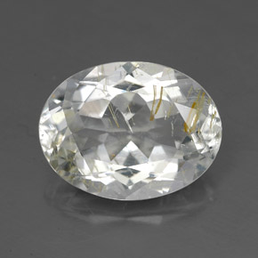 Topázio rutilado amarelo natural 5,18ct, corte oval, transparente