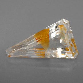 Topázio rutilado amarelo natural 6,31ct, forma extravagante, transparente