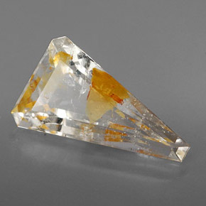 Topázio rutilado amarelo natural 6,31ct, forma extravagante, transparente