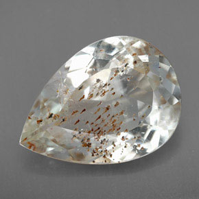 Topázio rutilado amarelo natural 12,54ct, formato de pêra, transparente