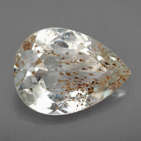 Topázio rutilado amarelo natural 12,54ct, formato de pêra, transparente