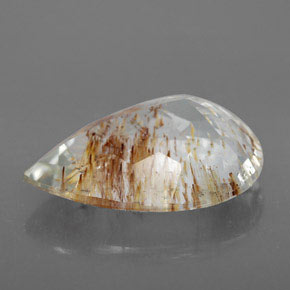 Topázio rutilado amarelo natural 12,54ct, formato de pêra, transparente