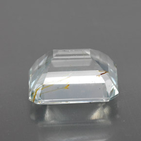 Topázio rutilado amarelo natural 8,72ct, corte esmeralda, transparente