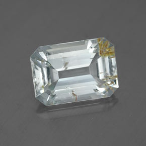 Topázio rutilado amarelo natural 4,75ct, corte esmeralda, transparente