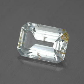 Topázio rutilado amarelo natural 4,75ct, corte esmeralda, transparente