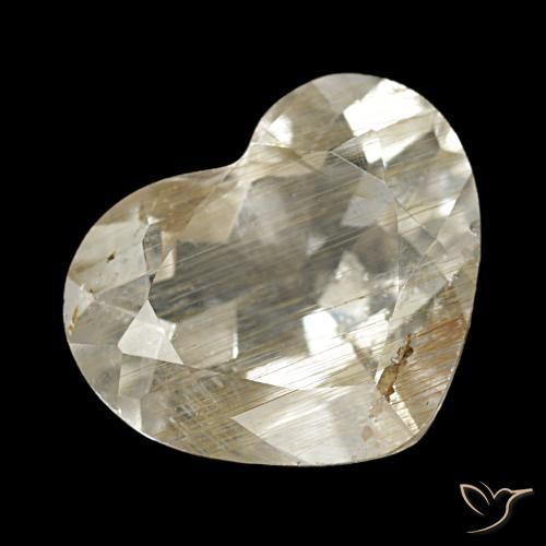 Topázio rutilado castanho dourado muito claro natural 3,56ct, formato de coração, transparente
