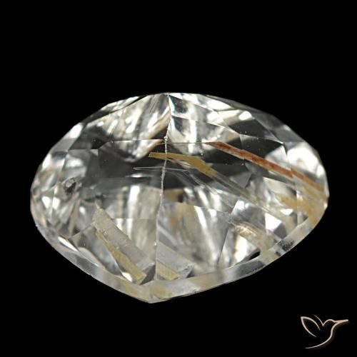 Topázio rutilado castanho dourado muito claro natural 4,38ct, formato de coração, transparente