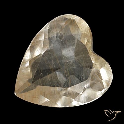 Topázio rutilado amarelo natural 3,23ct, formato de coração, transparente