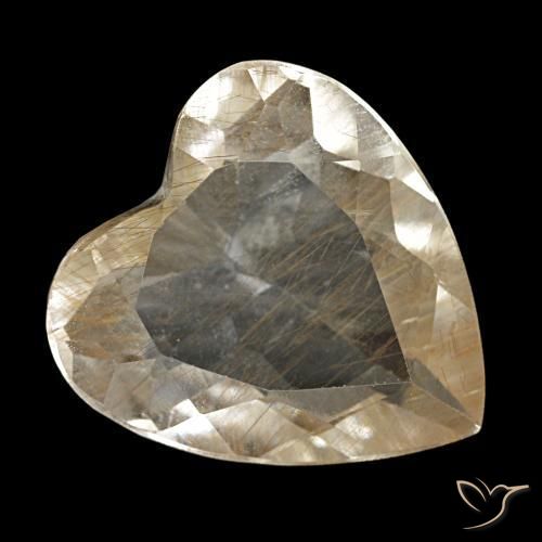 Topázio rutilado amarelo natural 3,23ct, formato de coração, transparente
