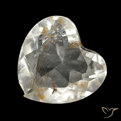 Topázio rutilado amarelo natural 2,55ct, formato de coração, transparente