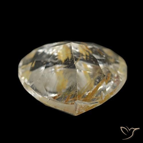 Topázio rutilado amarelo natural 2,55ct, formato de coração, transparente