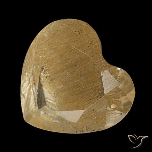 3.06ct amarelo topázio rutilado, coração, transparente