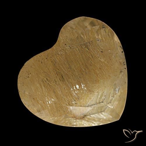 Topázio rutilado amarelo natural 3,06ct, formato de coração, transparente