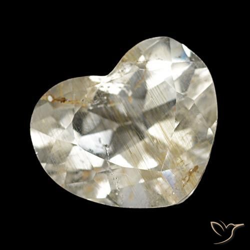 Topázio rutilado amarelo natural 2,50ct, formato de coração, transparente