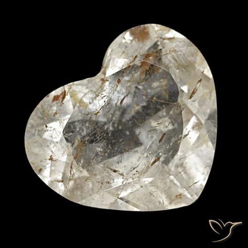 Topázio rutilado castanho dourado muito claro natural 4,37ct, formato de coração, transparente