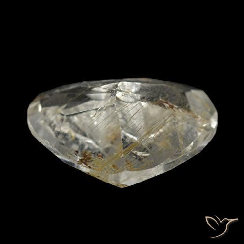 Topázio rutilado castanho dourado muito claro natural 1,64ct, formato de coração, transparente