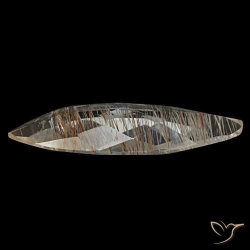 Topázio rutilado claro e ouro-bronze natural 2,60ct, marquise, transparente