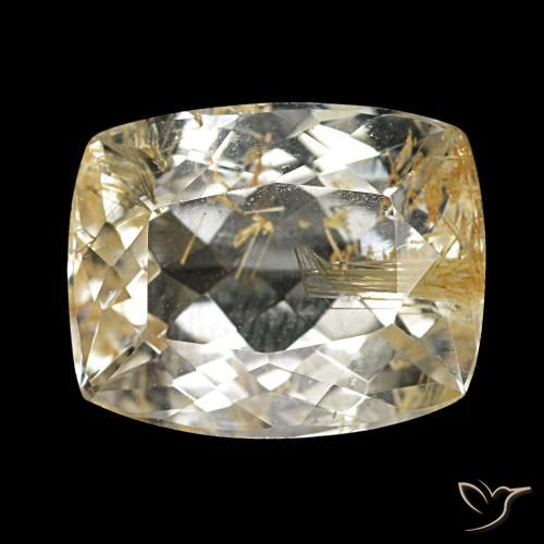 3.70ct castanho dourado muito claro topázio rutilado, almofada, transparente