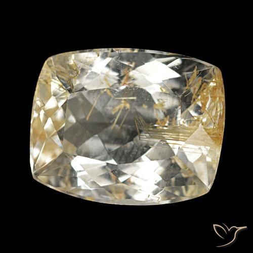 Topázio rutilado castanho dourado muito claro natural 3,70ct, almofada cortada, transparente