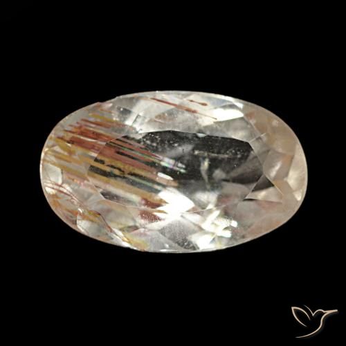 Topázio rutilado marrom quente natural 1,83ct, corte oval, transparente