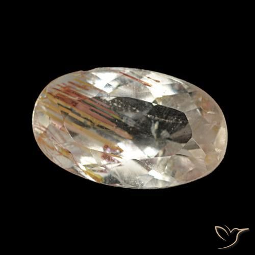 Topázio rutilado marrom quente natural 1,83ct, corte oval, transparente