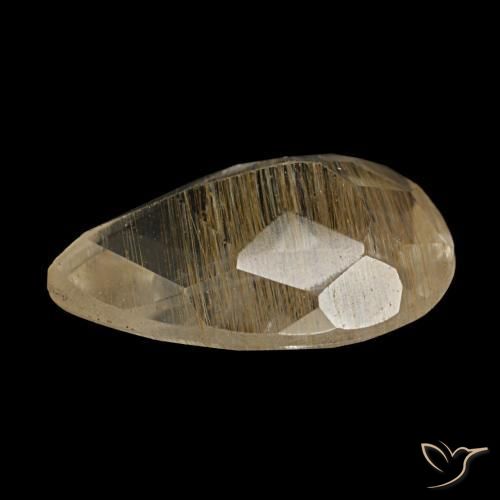 Topázio rutilado amarelo natural 1,36ct, formato de pêra, transparente