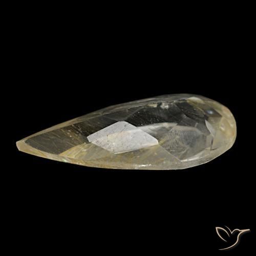 Topázio rutilado amarelo natural 1,75ct, formato de pêra, transparente