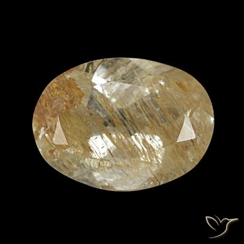 1.95ct castanho dourado muito claro topázio rutilado, oval, transparente