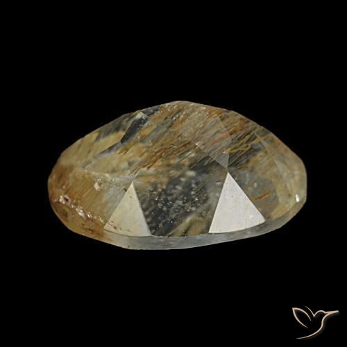 Topázio rutilado castanho dourado muito claro natural 1,95ct, corte oval, transparente
