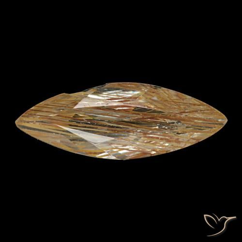 Topázio rutilado castanho tawny muito claro natural 1,20ct, marquise, transparente