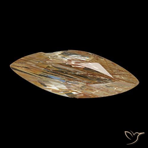Topázio rutilado castanho tawny muito claro natural 1,20ct, marquise, transparente