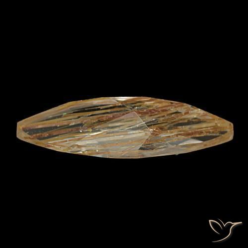 Topázio rutilado castanho tawny muito claro natural 1,20ct, marquise, transparente