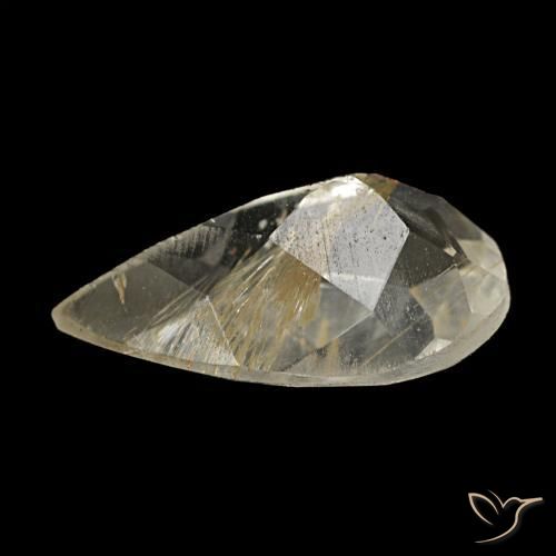 Topázio rutilado amarelo natural 1,25ct, formato de pêra, transparente