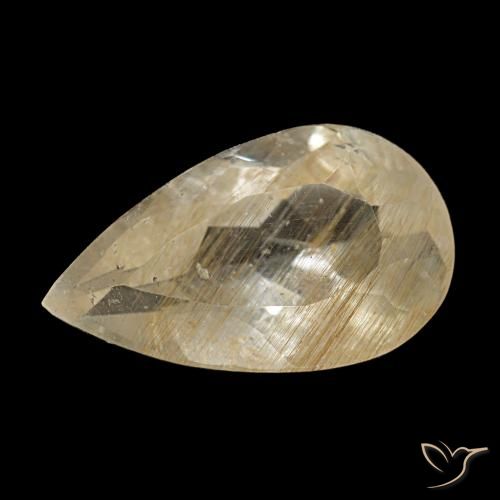 3.19ct amarelo topázio rutilado, formato de pêra, transparente