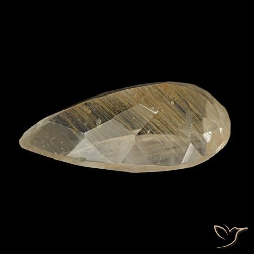Topázio rutilado amarelo natural 3,19ct, formato de pêra, transparente