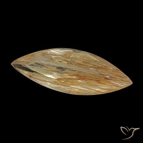 Topázio rutilado amarelo natural 1,45ct, marquise, transparente