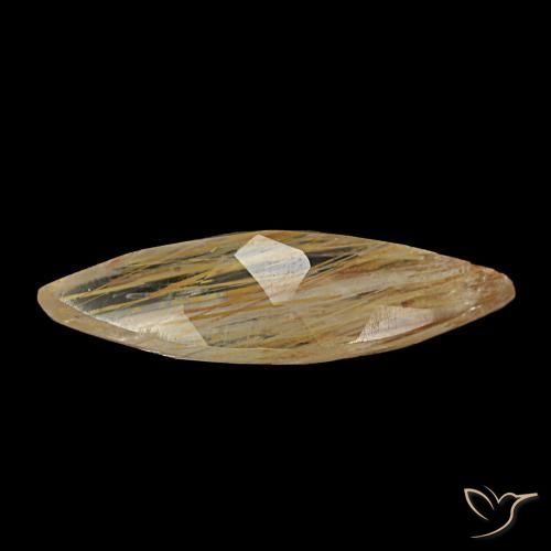 Topázio rutilado amarelo natural 1,45ct, marquise, transparente