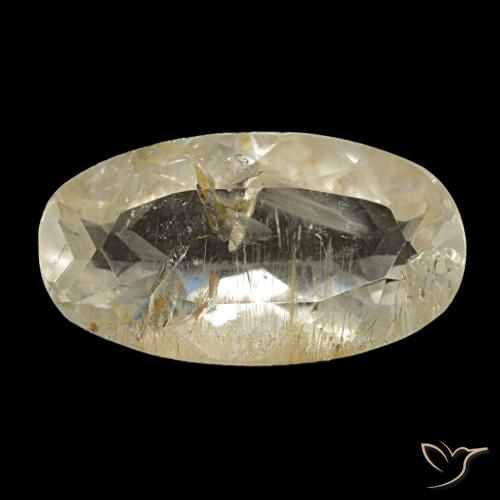 Topázio rutilado amarelo natural 2,98ct, corte oval, transparente