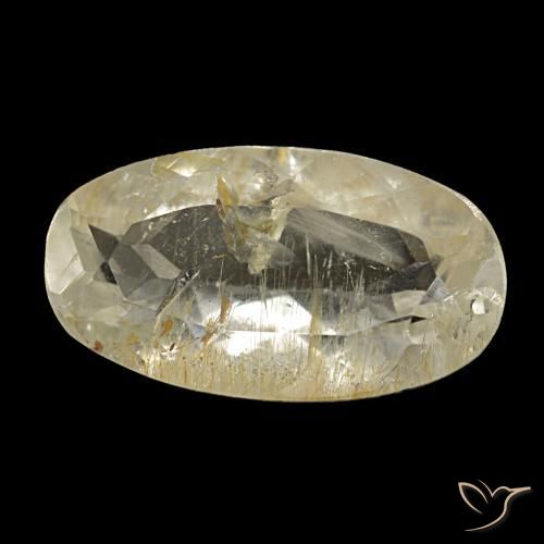 Topázio rutilado amarelo natural 2,98ct, corte oval, transparente