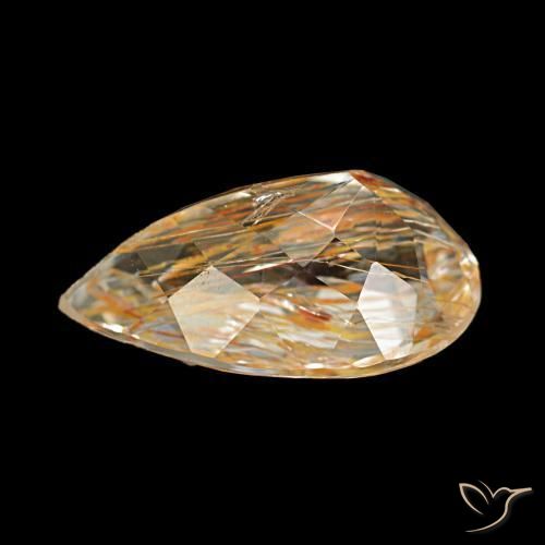 Topázio Rutilo Marrom Tawny Claro Natural 4.05ct, Formato de pêra, Transparente