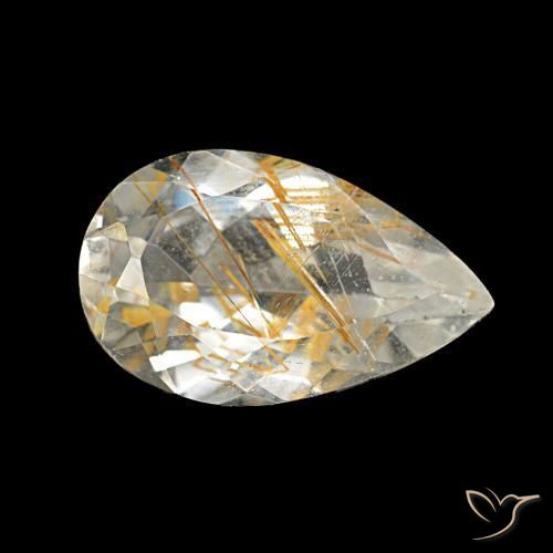 Topázio Rutilo Medium Light-Brown Natural 3.13ct, Formato de pêra, Transparente