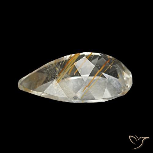 Topázio Rutilo Medium Light-Brown Natural 3.13ct, Formato de pêra, Transparente