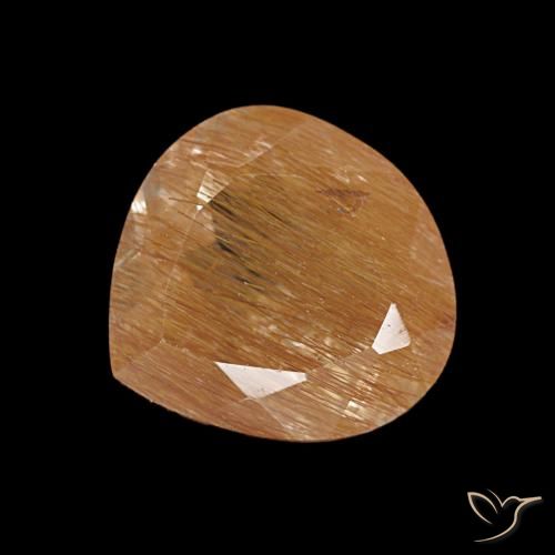 Topázio Rutilo Castanho médio Natural 3.17ct, Formato de pêra, Transparente