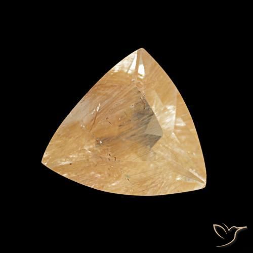 Topázio rutilado marrom alaranjado natural 2,06ct, trillion, transparente