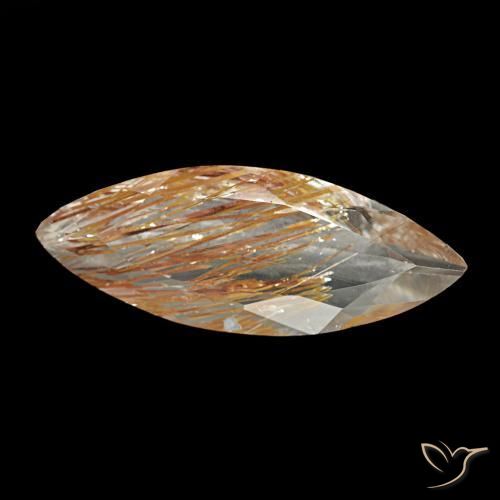Topázio Rutilo Castanho muito claro Natural 4.40ct, Marquesa, Transparente