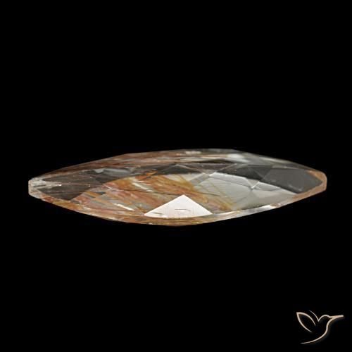 Topázio Rutilo Castanho muito claro Natural 4.40ct, Marquesa, Transparente