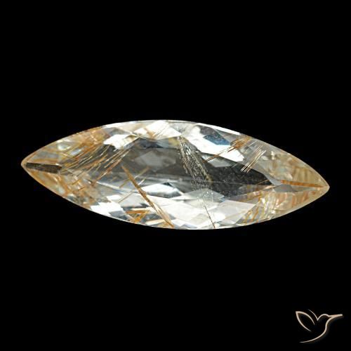 Topázio Rutilo Castanho Dourado Muito Claro Natural 6.64ct, Marquesa, Transparente